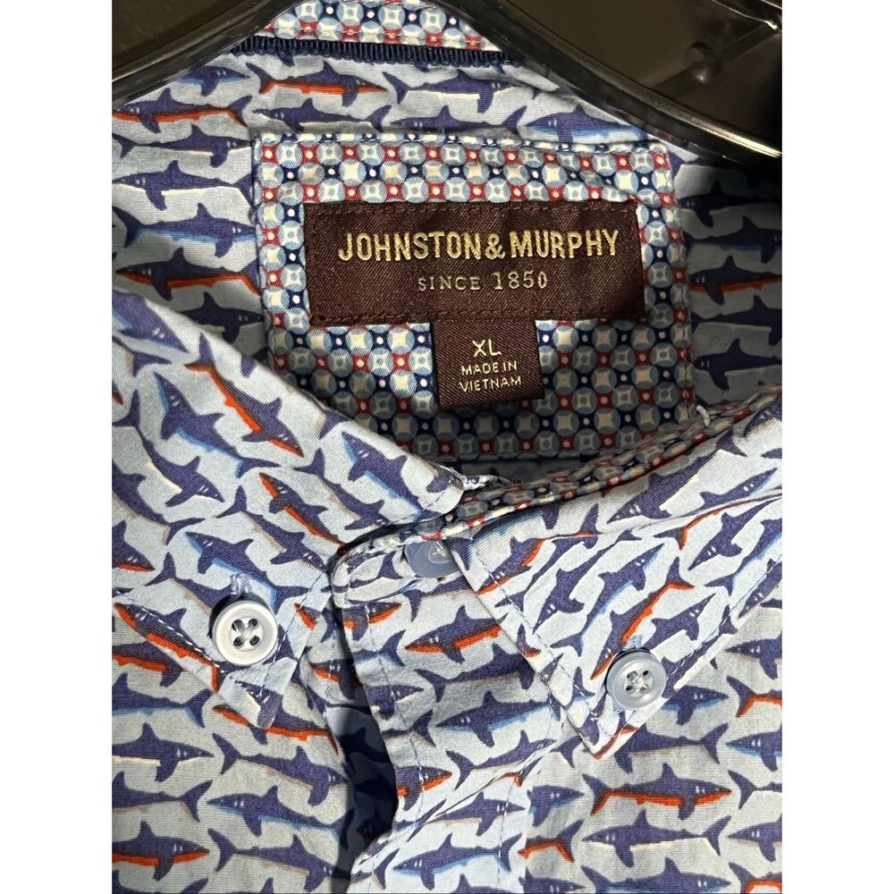 Johnston & Murphy Men’s Shark Short Sleeve Button Down Shirt XL - Picture 3 of 6